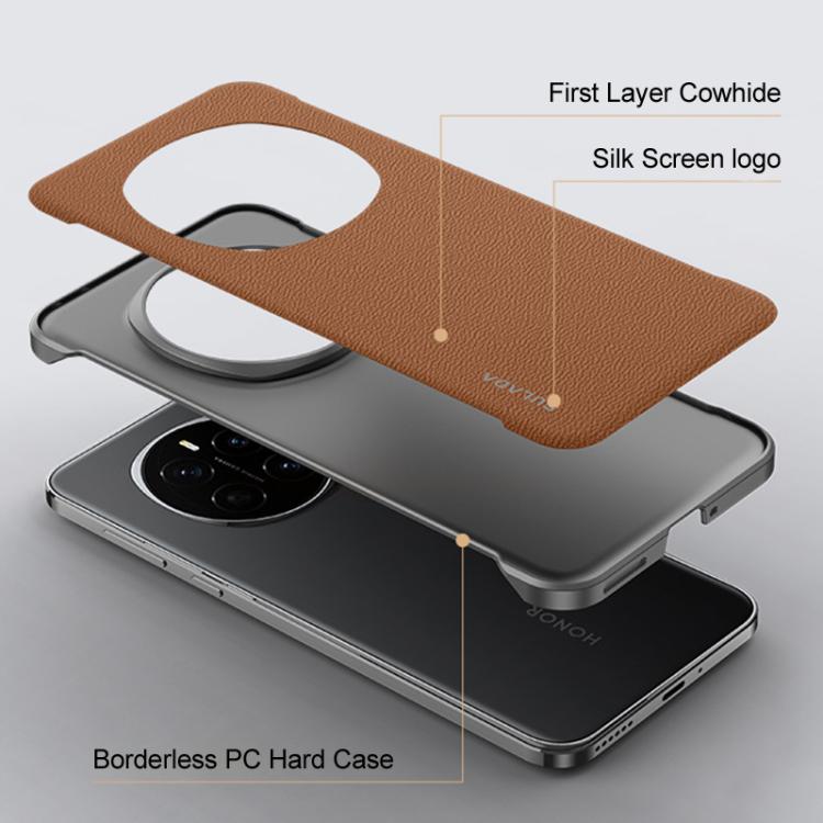 For Honor Magic7 Pro SULADA Frameless Top Layer Cowhide Leather Hybrid PC Phone Case(Blue) - Honor Cases by SULADA | Online Shopping South Africa | PMC TechLife | Buy Now Pay Later Mobicred