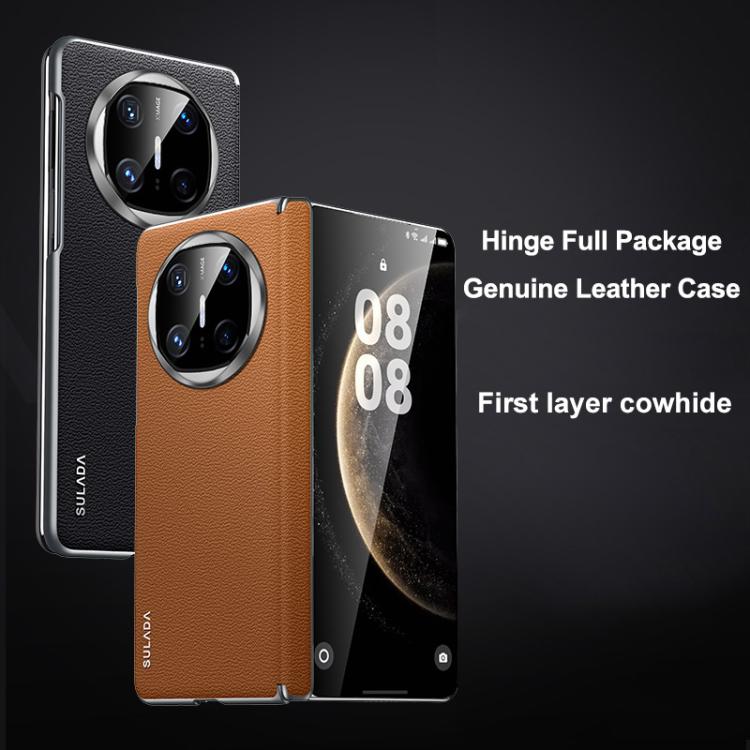 For Huawei Mate X6 SULADA Frameless Top Layer Cowhide Leather Hybrid PC Phone Case(Red) - free shipping - PMC TechLife - Order now!