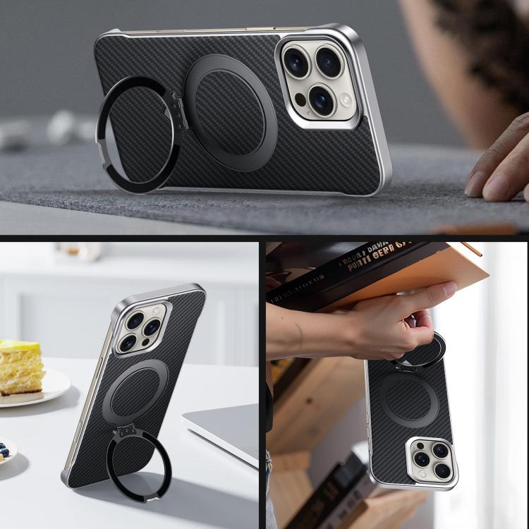 For iPhone 16 Pro SULADA Kevlar Texture MagSafe Magnetic Holder Phone Case(Purple) - free shipping - PMC TechLife - Order now!