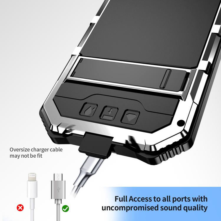 For iPhone 16e IP68 Waterproof Dustproof Shockproof Holder Phone Case(Silver) - free shipping - PMC TechLife - Order now!
