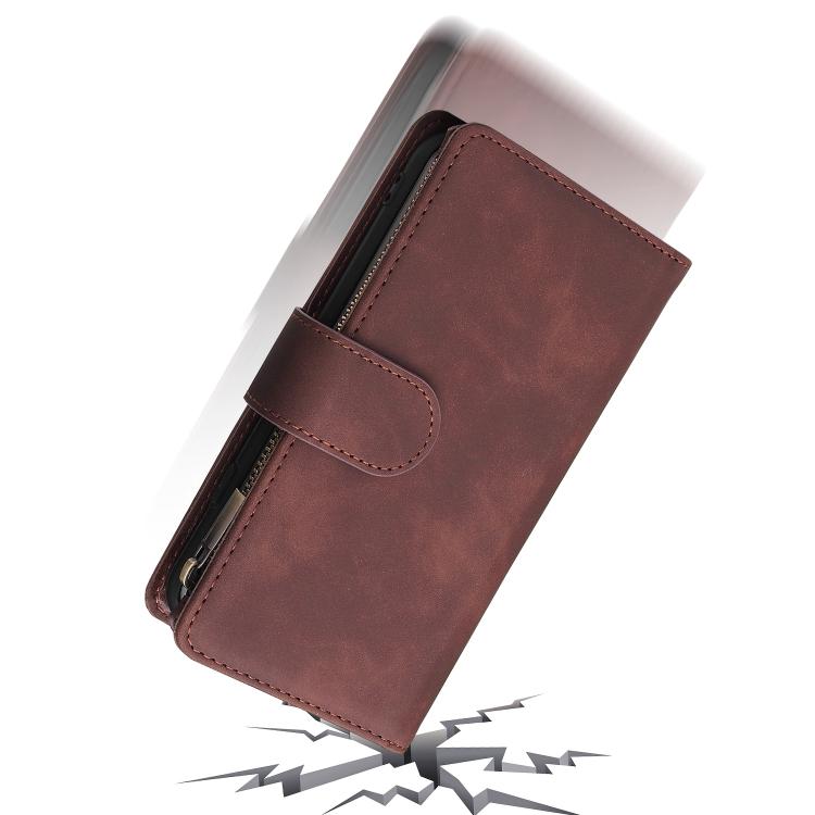 For iPhone 16e Multifunctional Multi-Card Wallet Phone Leather Case(Coffee) - iPhone 16e Cases by PMC TechLife | Online Shopping South Africa | PMC TechLife | Buy Now Pay Later Mobicred