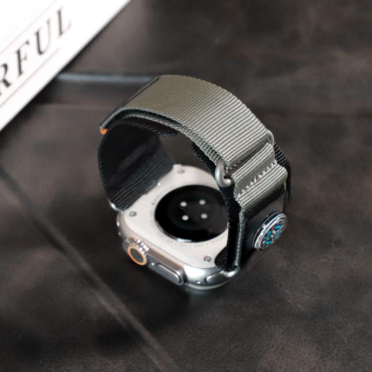 For Apple Watch 46mm / 49mm / 45mm / 44mm Kalebol Compass Nylon Loop Watch Strap(Black Grey) - free shipping - PMc TechLife - Order now!