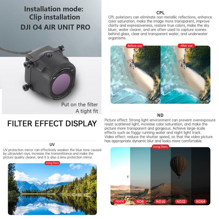 For DJI O4 Air Unit Pro / Avata 2 JSR YB Series Camera Lens Filter, Filter:ND16PL - free shipping - PMC TechLife - Order now!