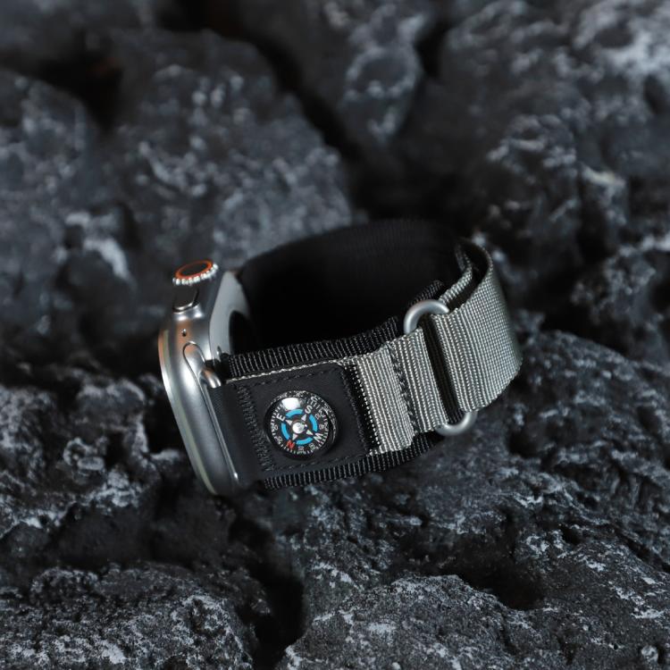 For Apple Watch 46mm / 49mm / 45mm / 44mm Compass Nylon Loop Watch Band(Black Grey) - free shipping - PMc TechLife - Order now!