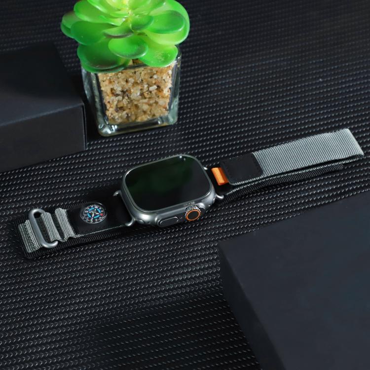 For Apple Watch 46mm / 49mm / 45mm / 44mm Compass Nylon Loop Watch Band(Black Grey) - free shipping - PMc TechLife - Order now!