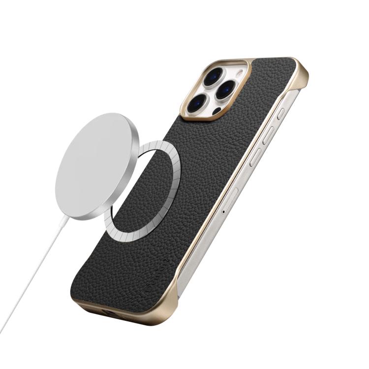 For iPhone 14 Pro Denior A20 Genuine Leather Litchi Texture MagSafe Frameless Phone Case(Black) - free shipping - PMc TechLife - Order now!