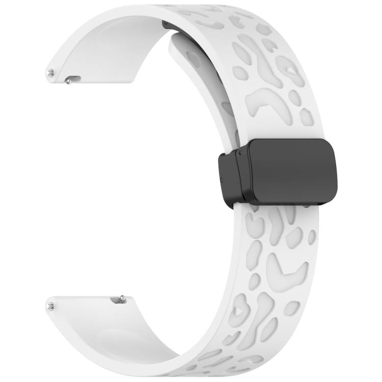 22mm Kalebol Universal Leopard Print Magnetic Folding Buckle Silicone Strap(White) - free shipping - PMc TechLife - Order now!