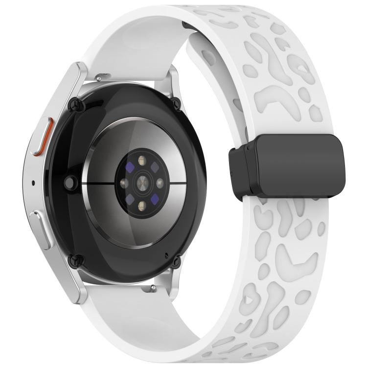 22mm Kalebol Universal Leopard Print Magnetic Folding Buckle Silicone Strap(White) - free shipping - PMc TechLife - Order now!