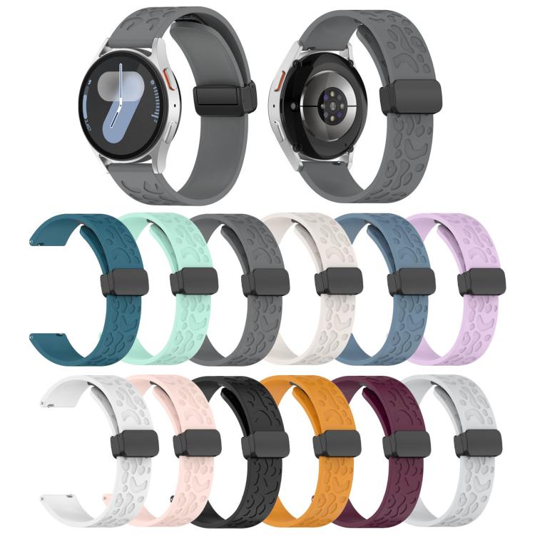 22mm Kalebol Universal Leopard Print Magnetic Folding Buckle Silicone Strap(White) - free shipping - PMc TechLife - Order now!