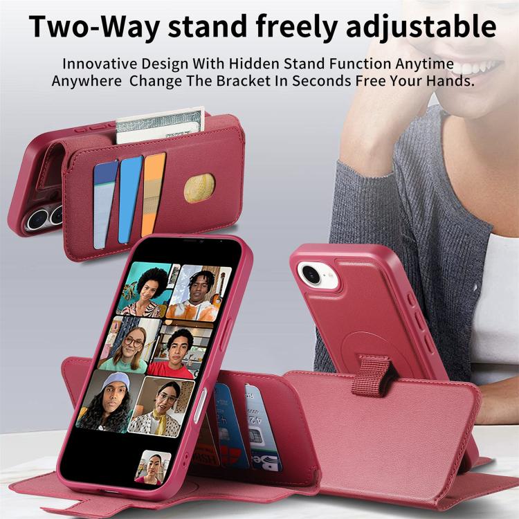 For iPhone 16e CaseNeo Finger Grip Strap MagSafe Leather Phone Case(Red) - free shipping - PMc TechLife - Order now!