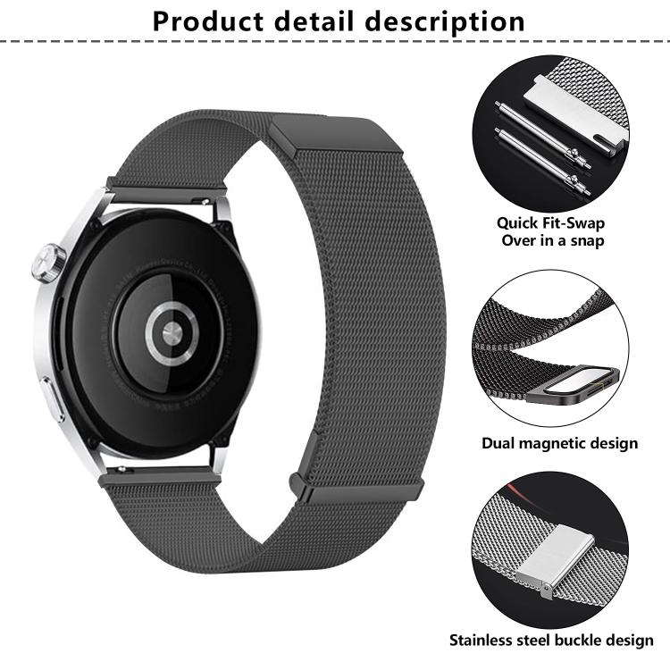 Kalebol 20mm Universal Loop Double Magnetic Buckle Milanese Strap(Grey) - free shipping - PMc TechLife - Order now!