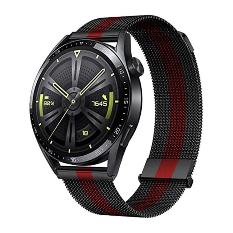Kalebol 22mm Universal Loop Double Magnetic Buckle Milanese Strap(Black Red) - 20mm Bands by Kalebol | Online Shopping South Africa | PMc TechLife | Buy Now Pay Later Mobicred