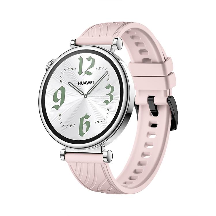 Kalebol 18mm Universal Textured Silicone Black Buckle Strap(Pink) - 18mm Bands by Kalebol | Online Shopping South Africa | PMc TechLife | Buy Now Pay Later Mobicred