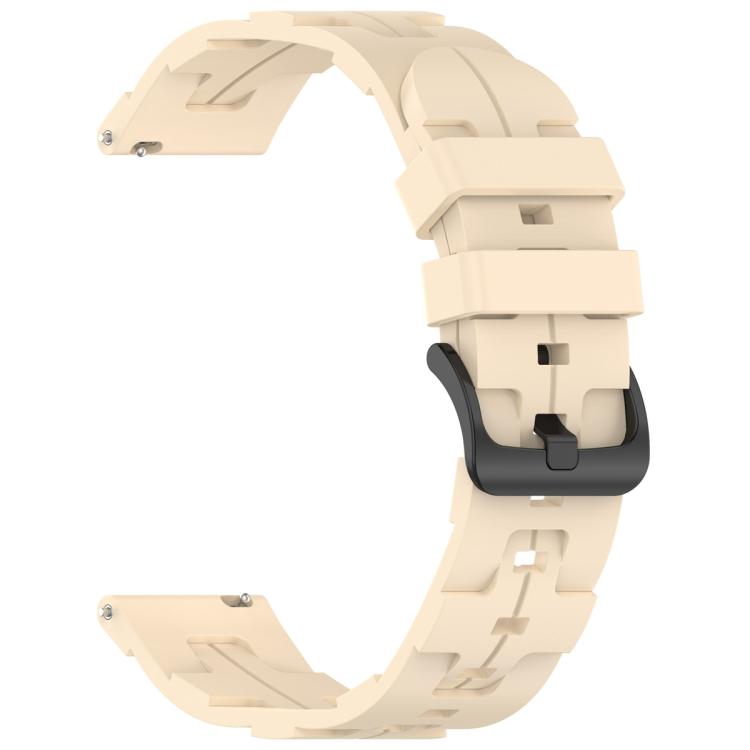 22mm Kalebol Solid Color Black Buckle Round Tail Silicone Watch Band(Cream Color) - free shipping - PMc TechLife - Order now!