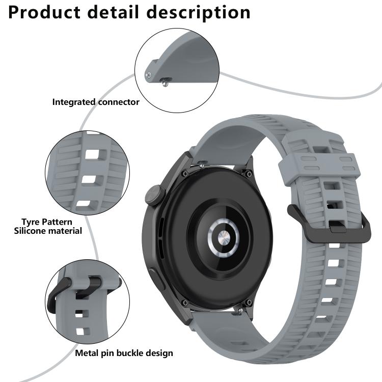 22mm Kalebol Black Buckle Tire Pattern Silicone Watch Band(Orange) - free shipping - PMc TechLife - Order now!