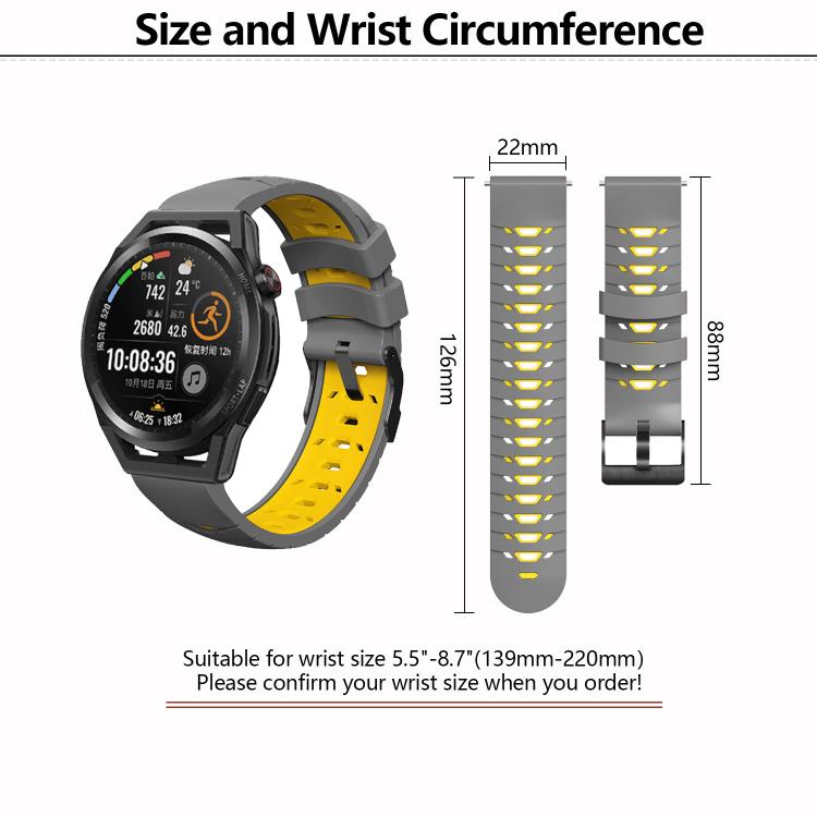 Kalebol 22mm Universal Three Row Holes Silicone Watch Band(Black Grey) - 22mm Bands by Kalebol | Online Shopping South Africa | PMc TechLife | Buy Now Pay Later Mobicred