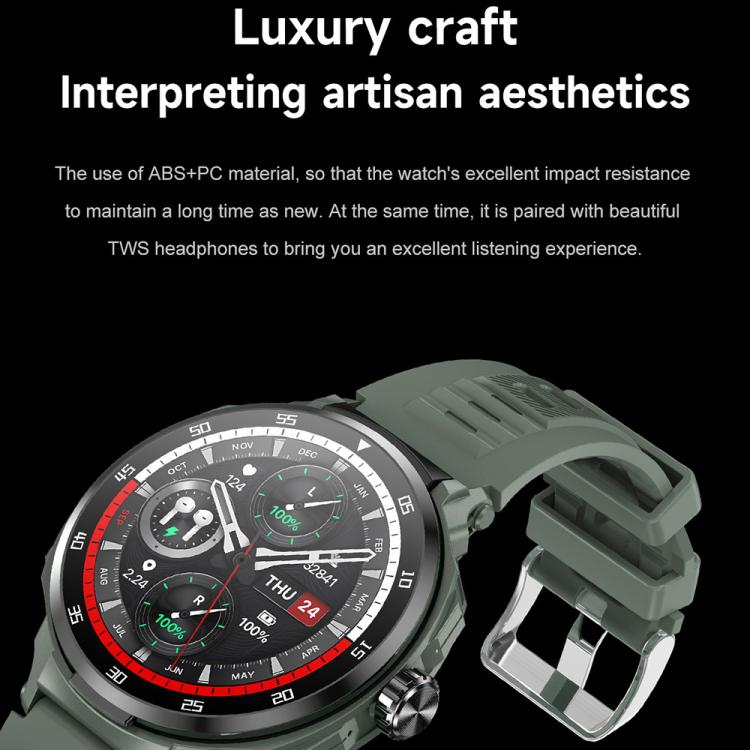 D11 1.46 inch 2 in 1 Bluetooth Earphone Smart Watch, Support Bluetooth Call / NFC / Heart Rate(Green) - free shipping - PMC TechLife - Order now!