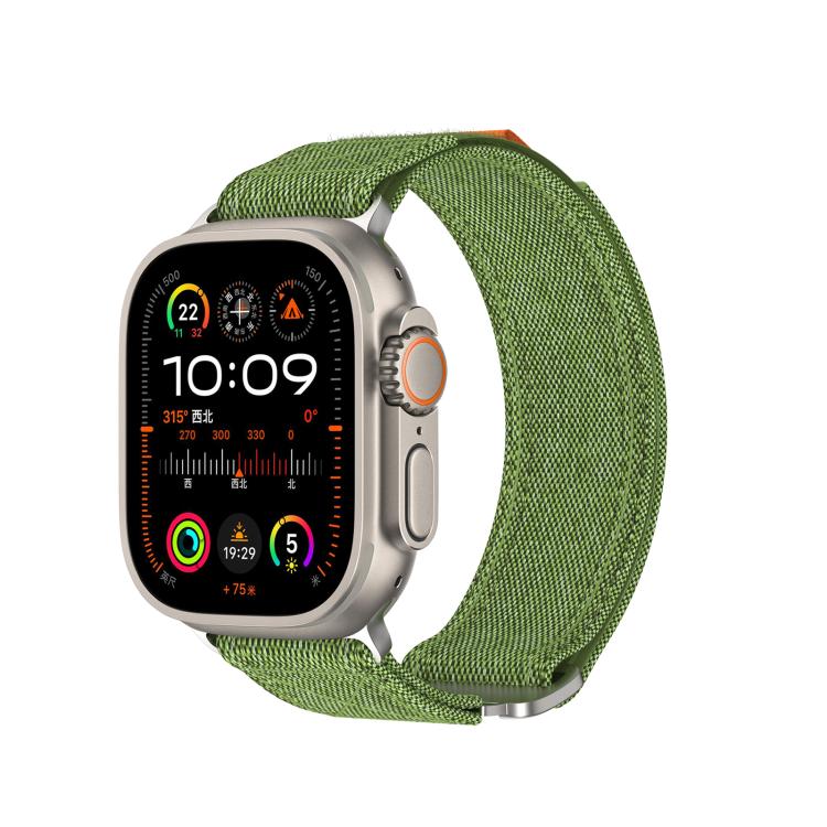 For Apple Watch 42mm / 41mm / 40mm / 38mm Kalebol Canvas Pattern Nylon Loop Strap(Army Green) - Watch Bands by Kalebol | Online Shopping South Africa | PMC TechLife | Buy Now Pay Later Mobicred