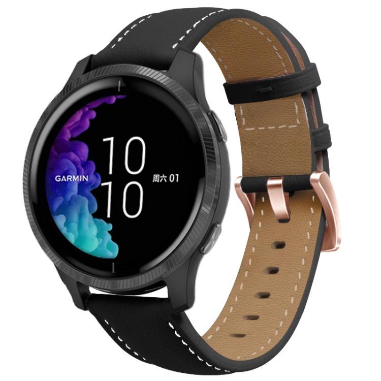 18mm Rose Gold Buckle Leather Watch Band(Black) - free shipping - PMC TechLife - Order now!