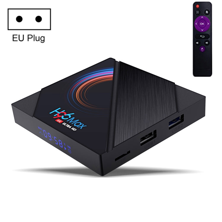 H96 Max 6K Ultra HD Smart TV Box with Remote Controller, Android 10.0, Allwinner H616 Quad Core ARM Cortex-A53, 2GB+16GB, Support TF Card / USBx2 / AV / HDMI / WIFI, EU Plug - Allwinner H6 by PMC Jewellery | Online Shopping South Africa | PMC Jewellery | Buy Now Pay Later Mobicred