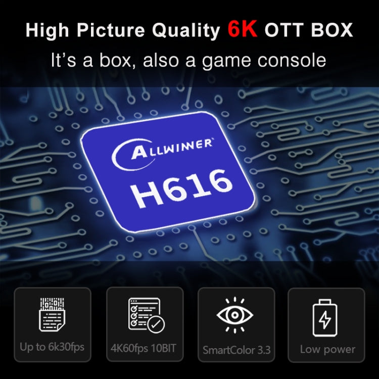 H96 Max 6K Ultra HD Smart TV Box with Remote Controller, Android 10.0, Allwinner H616 Quad Core ARM Cortex-A53, 2GB+16GB, Support TF Card / USBx2 / AV / HDMI / WIFI, EU Plug - Allwinner H6 by PMC Jewellery | Online Shopping South Africa | PMC Jewellery | Buy Now Pay Later Mobicred