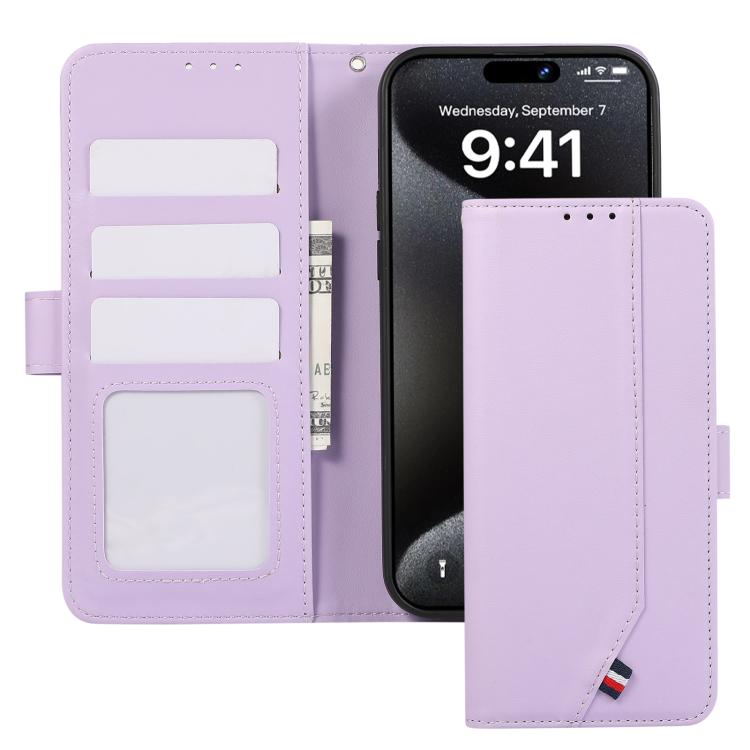 For iPhone 17 Pro ABEEL Delicate Texture Splicing RFID Leather Phone Case(Purple) - free shipping - PMc TechLife - Order now!