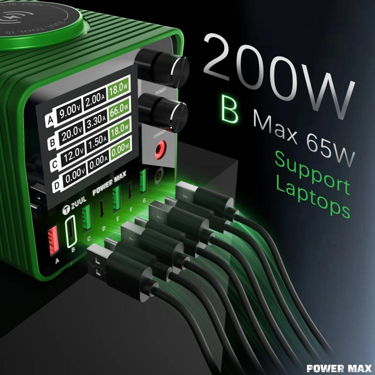 2UUL PC01 POWER MAX 200W Multi-Port Charger Adjustable Voltage Power Supply, Plug:EU Plug - free shipping - PMC TechLife - Order now!