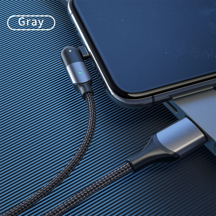 FXCL-WY0G 2.4A USB to 8 Pin 180 Degree Rotating Elbow Charging Cable, Length:1.2m(Grey) - Normal Style Cable by PMC Jewellery | Online Shopping South Africa | PMC Jewellery | Buy Now Pay Later Mobicred