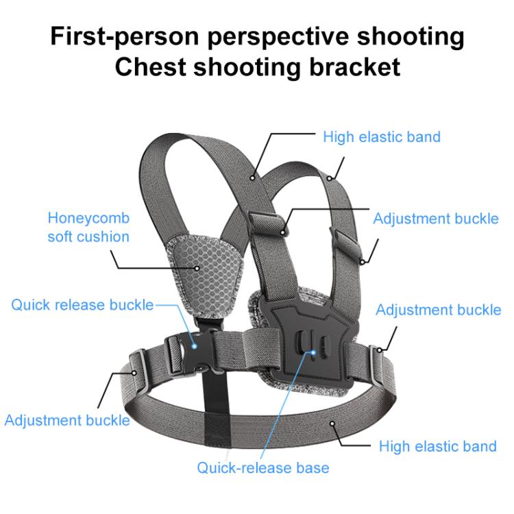 3 in 1 Quick Release Body Mount Belt Chest Strap with Mount & Screw(Grey) - free shipping - PMC TechLife - Order now!