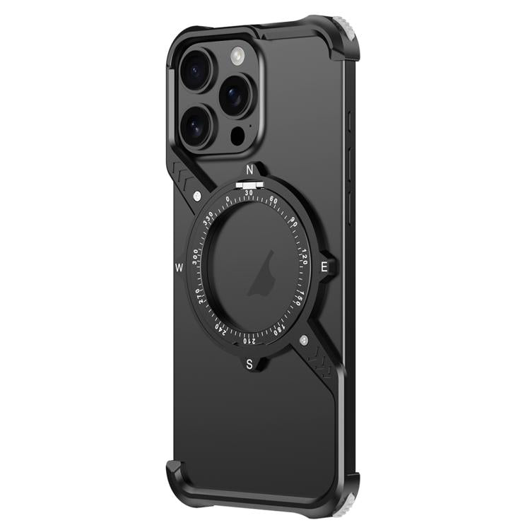 For iPhone 16 Pro S Shaped 360 Holder Airbag Frameless MagSafe Metal Phone Case(Black) - free shipping - PMC TechLife - Order now!