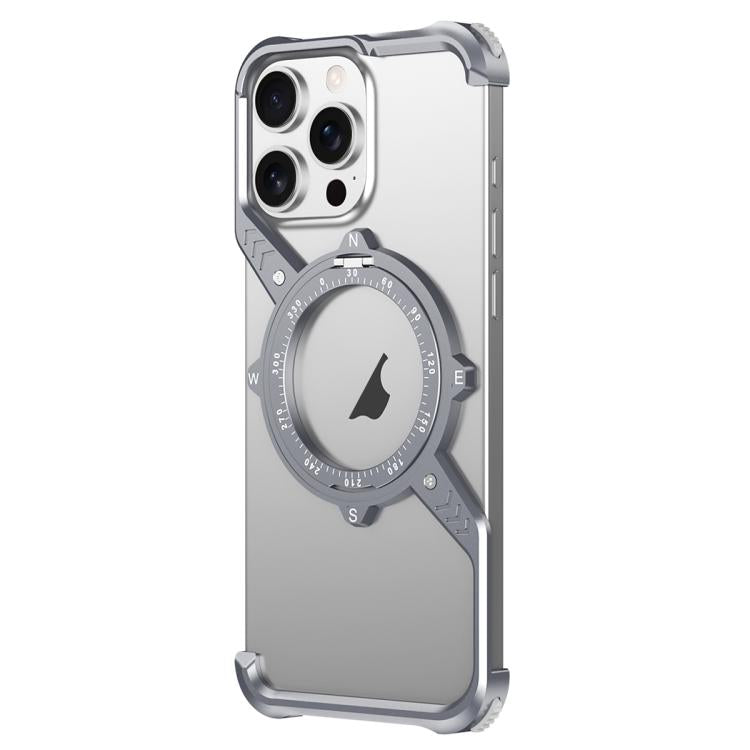 For iPhone 13 Pro S Shaped 360 Holder Airbag Frameless MagSafe Metal Phone Case(Space Gray) - free shipping - PMC TechLife - Order now!