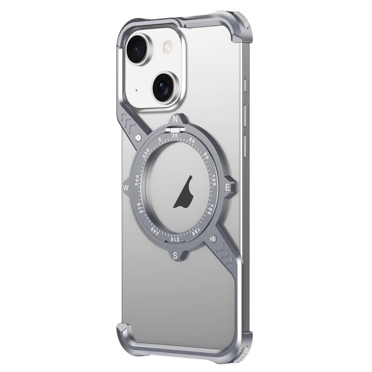 For iPhone 13 S Shaped 360 Holder Airbag Frameless MagSafe Metal Phone Case(Space Gray) - free shipping - PMC TechLife - Order now!