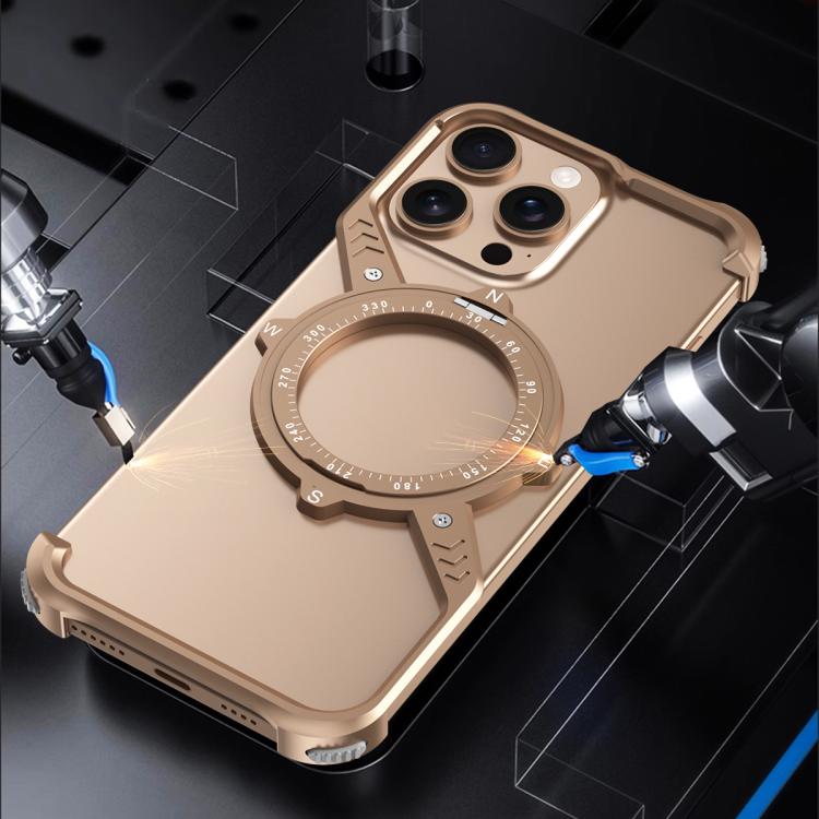 For iPhone 15 Pro S Shaped 360 Holder Airbag Frameless MagSafe Metal Phone Case(Space Gray) - free shipping - PMC TechLife - Order now!