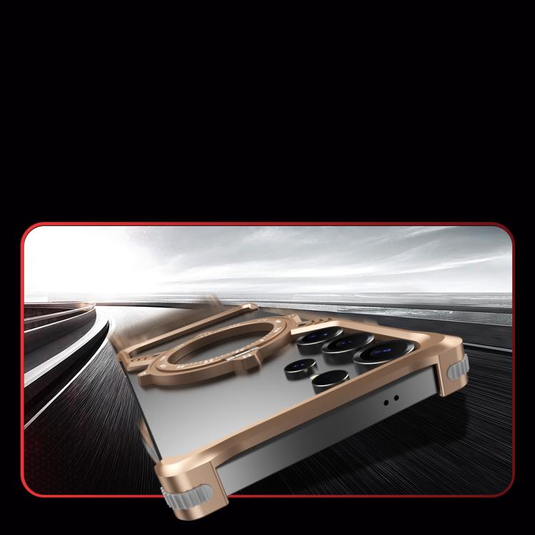 For Samsung Galaxy S22 Ultra 5G S Shaped 360 Holder Airbag Frameless MagSafe Metal Phone Case(Desert Gold) - free shipping - PMC TechLife - Order now!