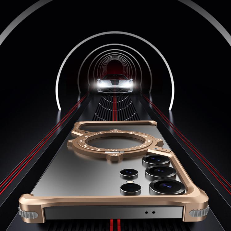 For Samsung Galaxy S22 Ultra 5G S Shaped 360 Holder Airbag Frameless MagSafe Metal Phone Case(Space Gray) - free shipping - PMC TechLife - Order now!