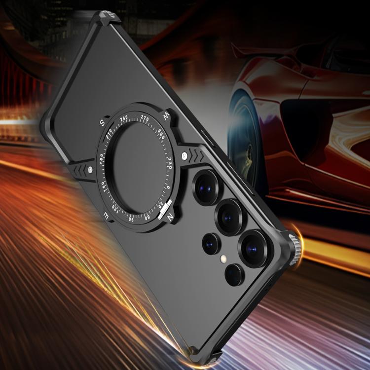 For Samsung Galaxy S22 Ultra 5G S Shaped 360 Holder Airbag Frameless MagSafe Metal Phone Case(Space Gray) - free shipping - PMC TechLife - Order now!