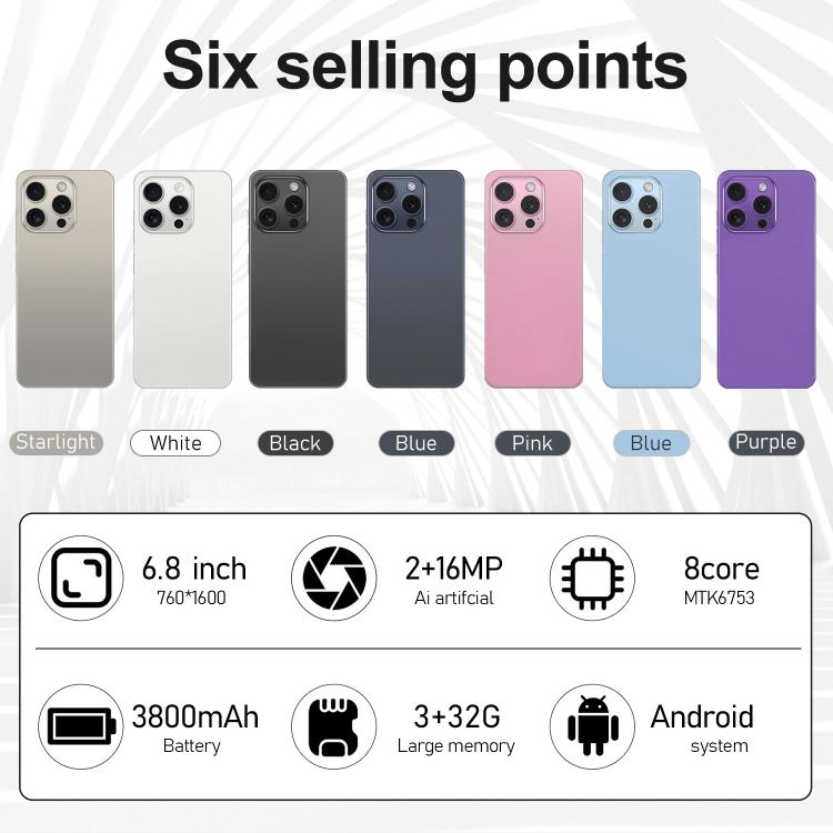I16 Pro Max / VD1, 3GB+32GB, 6.8 inch Android 10 MTK6753 Octa Core, Network: 4G, Dual SIM, Plug:UK Plug(Grey) - free shipping - PMc TechLife - Order now!