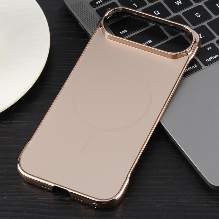 For iPhone 17 Air Electroplating Frameless Frosted Anti-Glare PC MagSafe Phone Case(Desert Gold) - free shipping - PMC TechLife - Order now!
