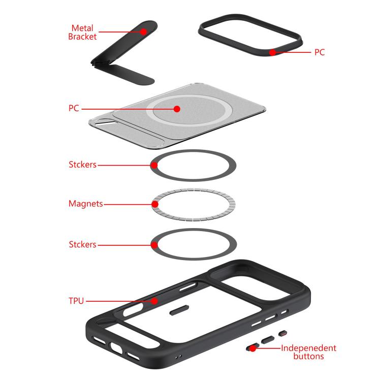 For iPhone 17 Air Kalebol MagSafe Invisible Tilt Holder PC Hybrid TPU Case(Grey White) - iPhone 17 Air Cases by Kalebol | Online Shopping South Africa | PMC TechLife | Buy Now Pay Later Mobicred