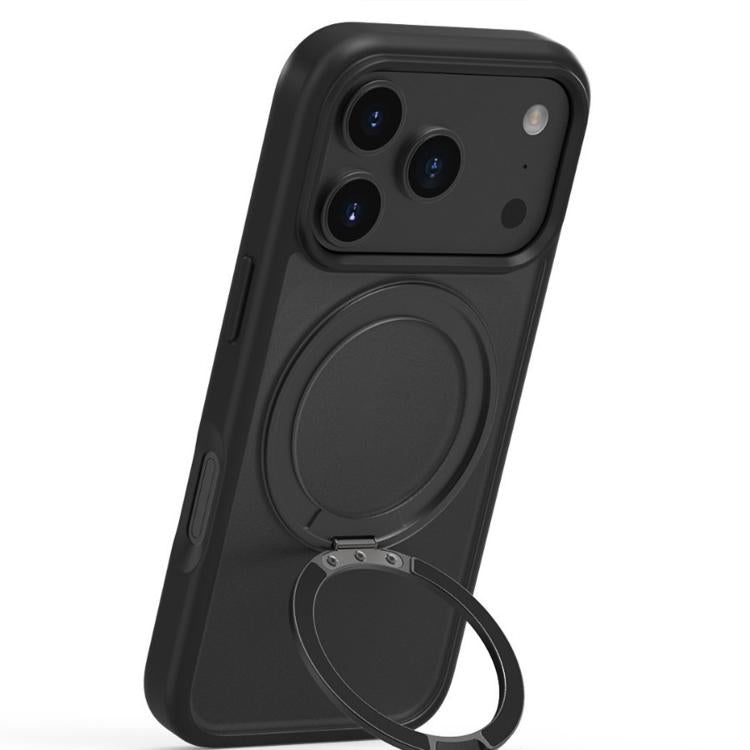 For iPhone 17 Air Kalebol Frosted MagSafe Holder Acrylic Hybrid TPU Phone Case(Black) - free shipping - PMC TechLife - Order now!