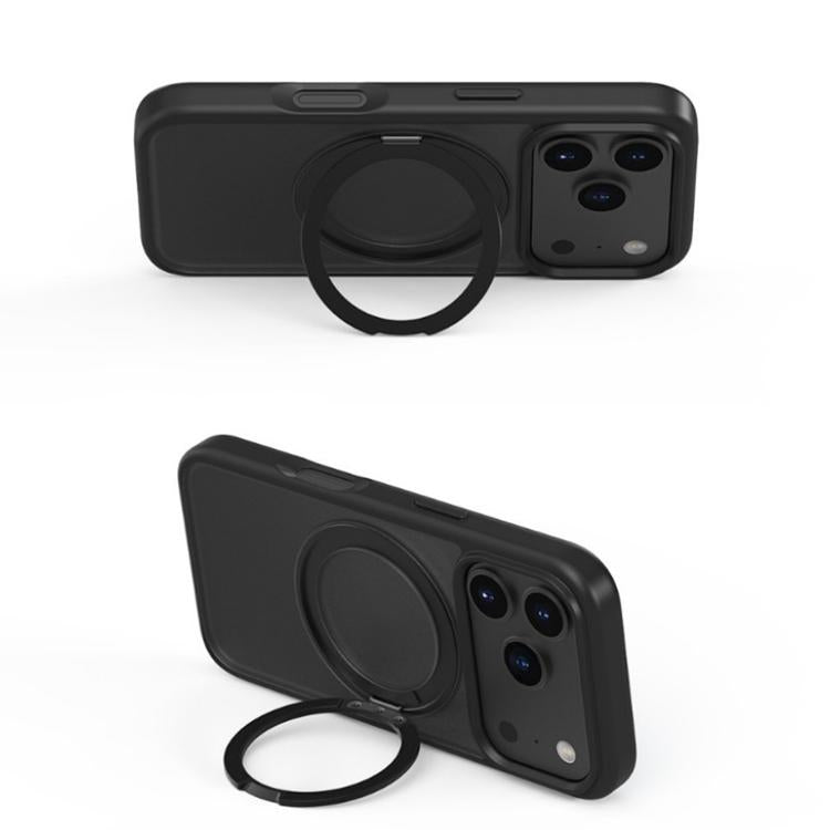 For iPhone 17 Air Kalebol Frosted MagSafe Holder Acrylic Hybrid TPU Phone Case(Black) - free shipping - PMC TechLife - Order now!
