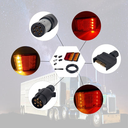 2 PCS Trailer / Truck E-type Square Shape 8LEDs Tail Light Set - License Plate Lights by PMC Jewellery | Online Shopping South Africa | PMC Jewellery | Buy Now Pay Later Mobicred