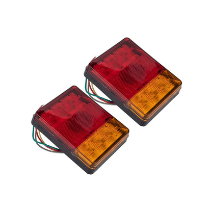 2 PCS Trailer / Truck F-type Square Shape 8LEDs Tail Light Set - License Plate Lights by PMC Jewellery | Online Shopping South Africa | PMC Jewellery | Buy Now Pay Later Mobicred