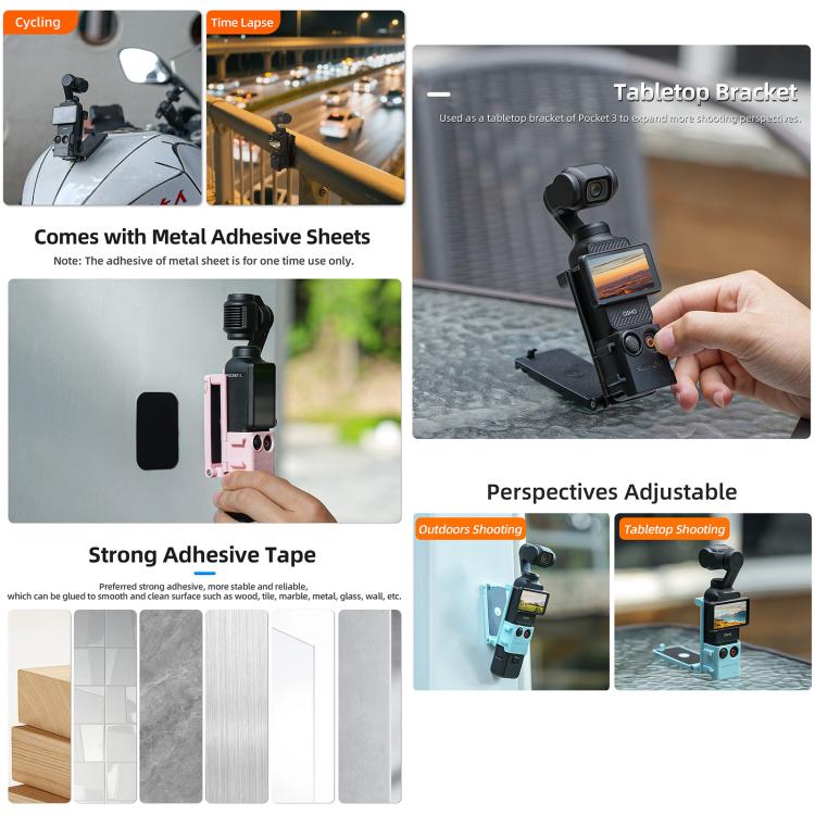 For DJI OSMO Pocket 3 Sunnylife Magnetic Mount 1/4 Adapter Cold Shoe Tabletop Base Bracket Angles Adjustable Multi Expansion Mount(Blue) - free shipping - PMC TechLife - Order now!