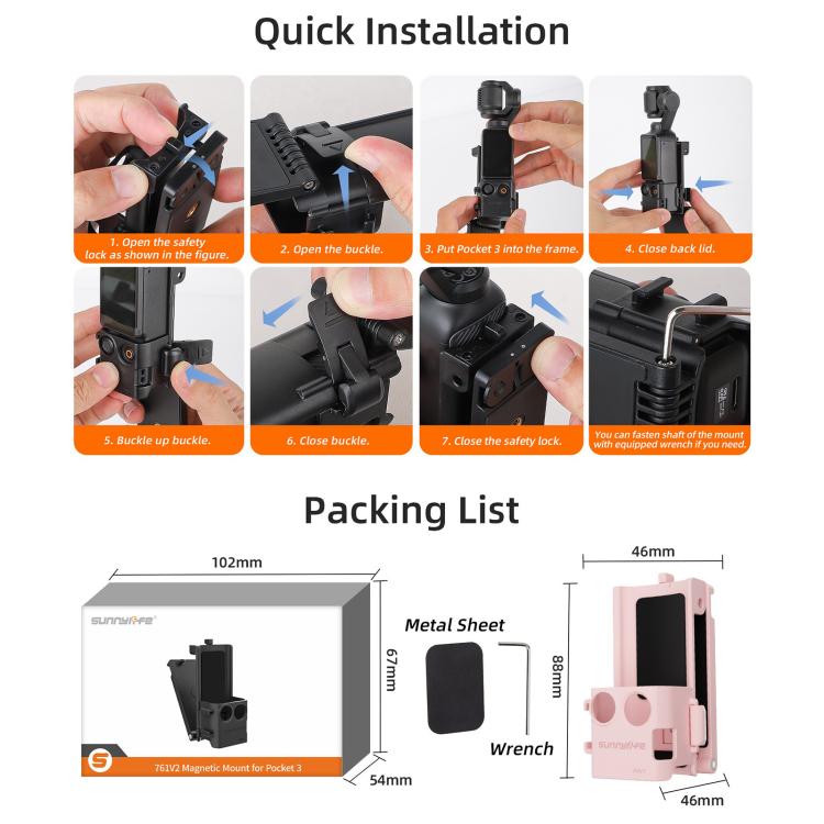 For DJI OSMO Pocket 3 Sunnylife Magnetic Mount 1/4 Adapter Cold Shoe Tabletop Base Bracket Angles Adjustable Multi Expansion Mount(Yellow) - free shipping - PMC TechLife - Order now!