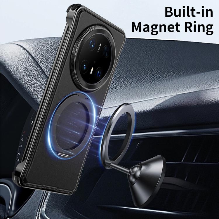 For Huawei Mate 70 Pro+ Metal Frameless Plain Leather MagSafe Holder Phone Case(Black) - free shipping - PMC TechLife - Order now!