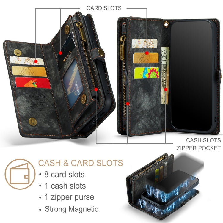 For iPhone 12 mini CaseMe-008 Detachable Multifunctional Wallet Leather Phone Case (Black) - free shipping - PMC Jewellery - Order now!