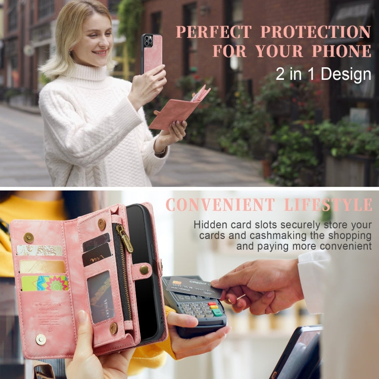 For iPhone 12 / 12 Pro CaseMe-008 Detachable Multifunctional Wallet Leather Phone Case (Pink) - iPhone 12 / 12 Pro Cases by CaseMe | Online Shopping South Africa | PMC Jewellery | Buy Now Pay Later Mobicred