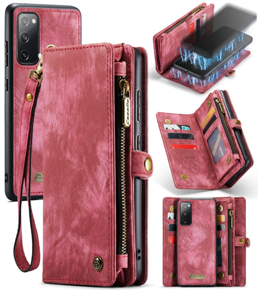 For Samsung Galaxy S20 FE CaseMe 008 Detachable Multifunctional Horizontal Flip Leather Case with Holder & Card Slot & Zipper Wallet & Photo Frame(Red) - Galaxy S20 FE Cases by CaseMe | Online Shopping South Africa | PMC Jewellery | Buy Now Pay Later Mobicred