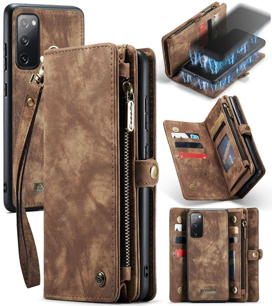 For Samsung Galaxy S20 FE CaseMe 008 Detachable Multifunctional Horizontal Flip Leather Case with Holder & Card Slot & Zipper Wallet & Photo Frame(Brown) - Galaxy S20 FE Cases by CaseMe | Online Shopping South Africa | PMC Jewellery | Buy Now Pay Later Mobicred